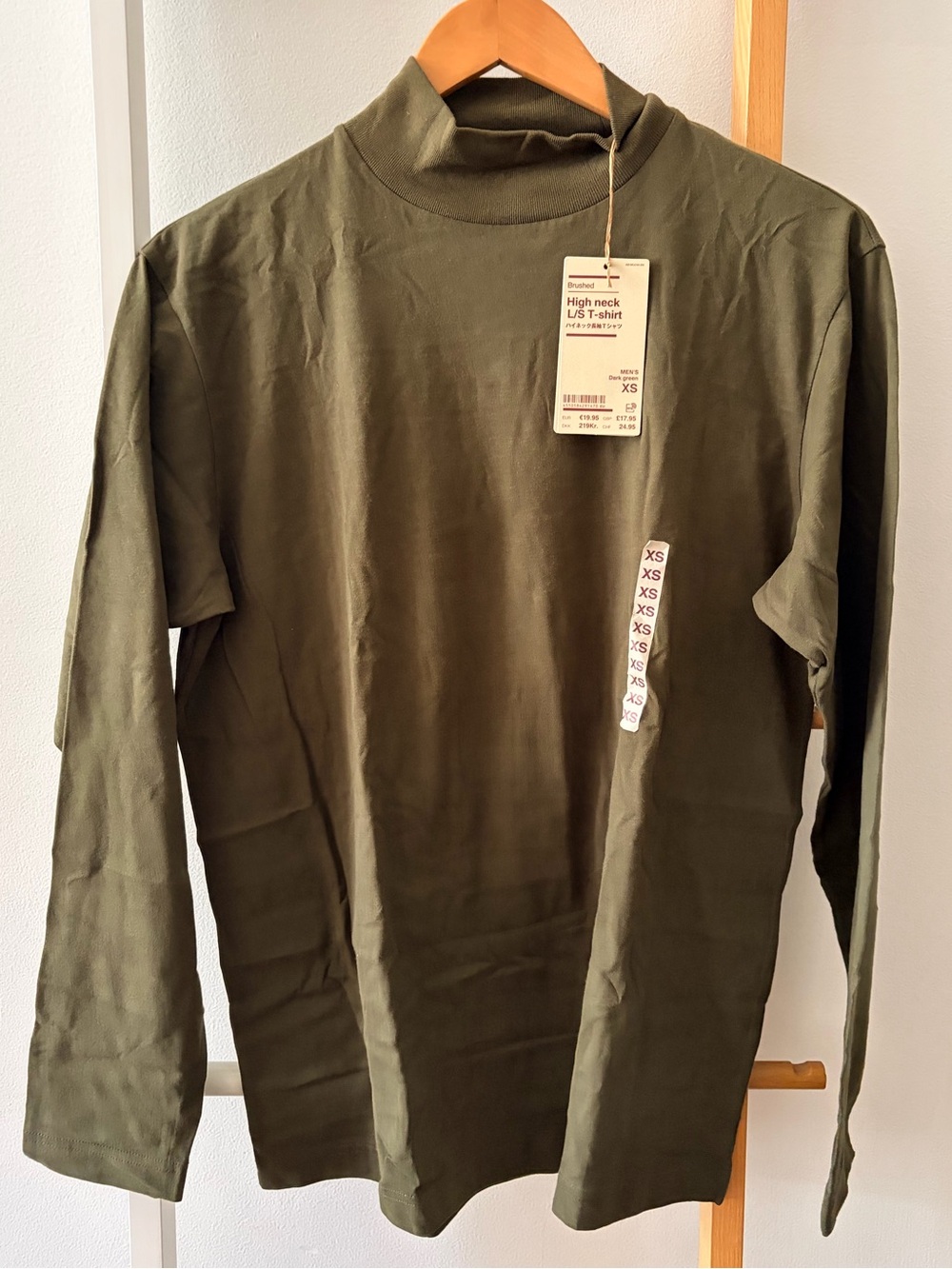 NWT Men's Muji Olive Green Mock Neck Long Sleeve Shirt